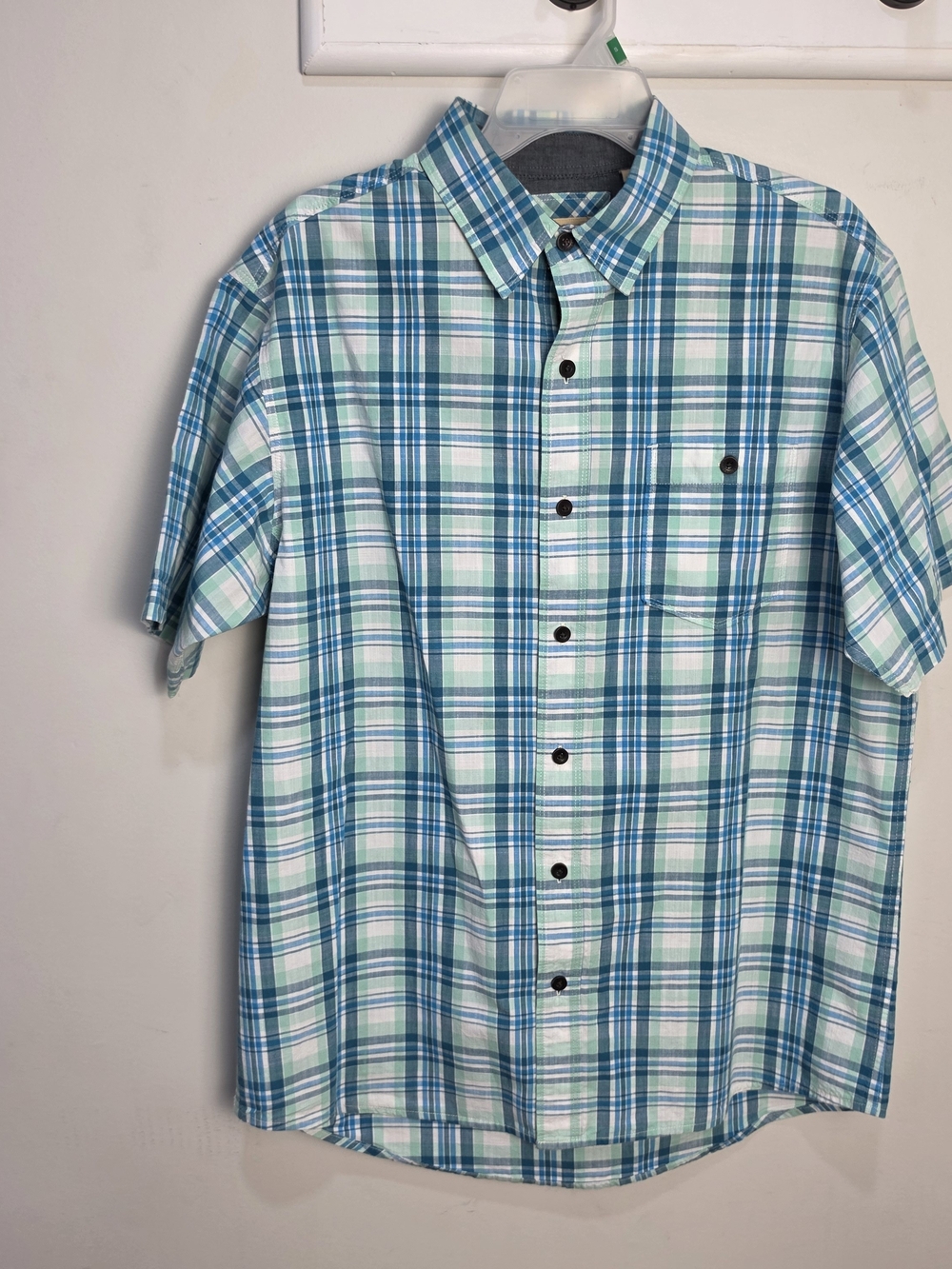 RedHead Men's Short-Sleeve Plaid Button-Down Shirt - Teal/White